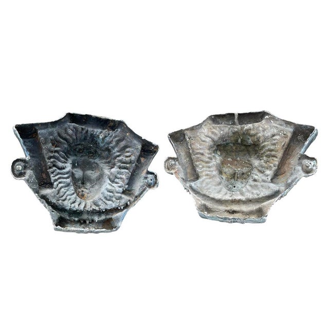 1970s Pair of Vintage Neoclassical Cast Bronze Maiden Mask Wall Fountain For Sale - Image 5 of 12