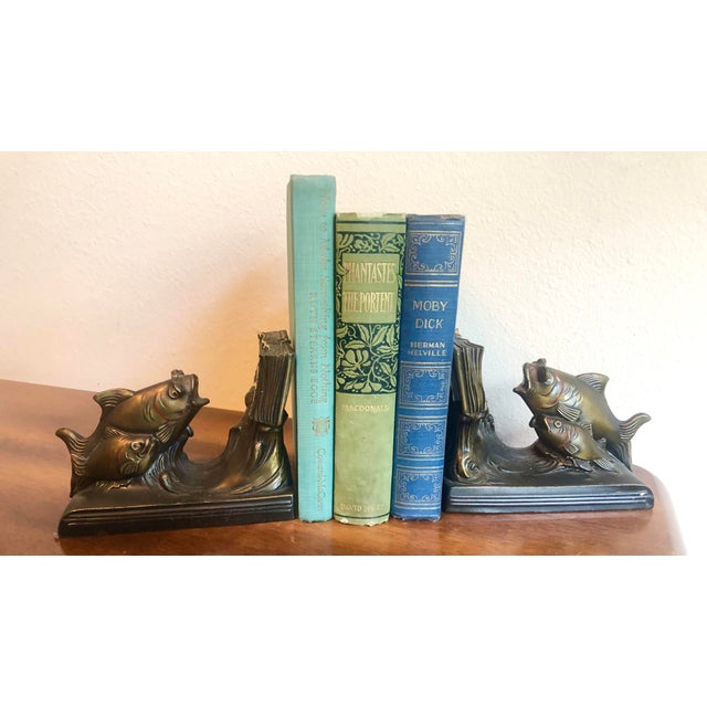 Early 20th Century Antique Schooling Fish Metal Bookends by K & O Co Ny For Sale - Image 5 of 12