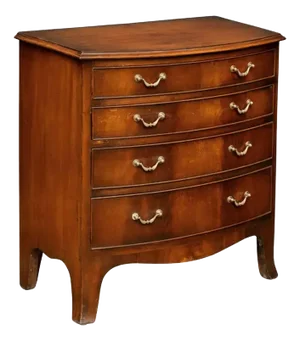 English Bow Fronted Small Chest of Mahogany With Four Drawers