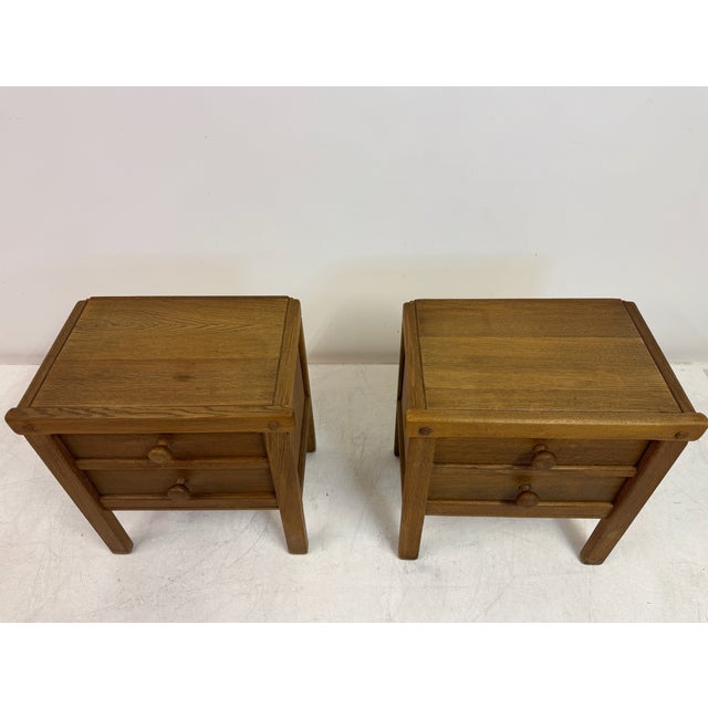 Brutalist Bedside Tables in Oak, 1970s, Set of 2 For Sale - Image 14 of 18