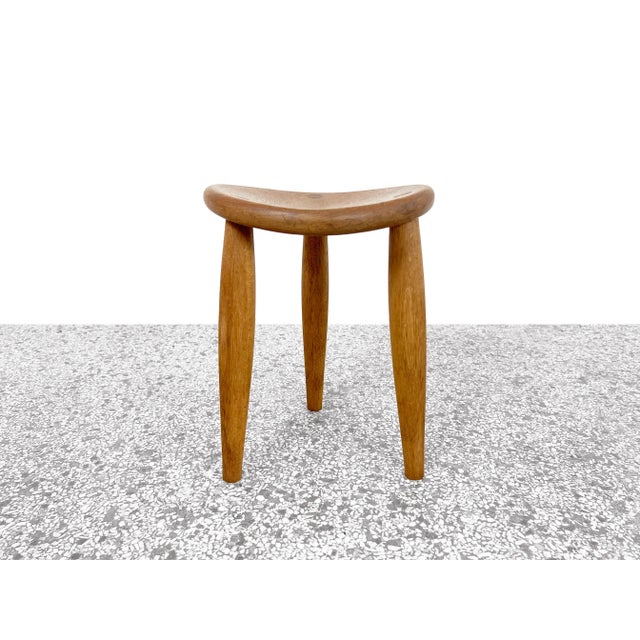 Vintage Studio Crafted Three Legged Stool in Oak For Sale - Image 12 of 12