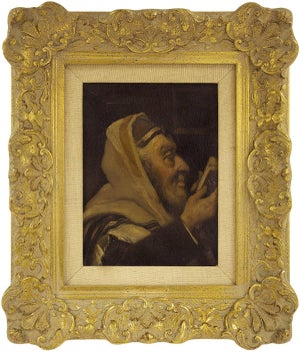 Samuel Seeberger, In Prayer, Early 20th Century, Rabbi Portrait Judaica Oil Painting, c.1920