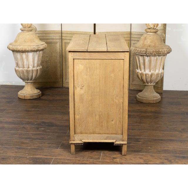 19th Century French Louis XVI Style Bleached Oak Three-Drawer Chest with Carved Panels For Sale - Image 9 of 12