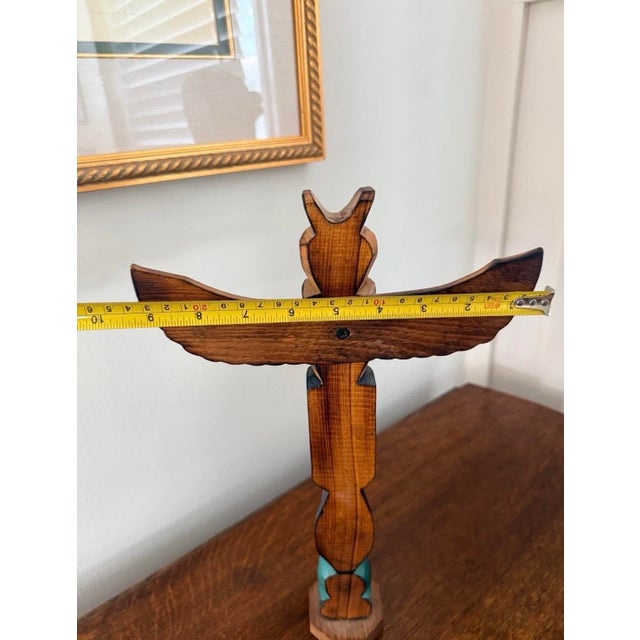 1980s Vintage Large Hand-Carved Wooden Totem 15” Pole by Ray Moore For Sale - Image 5 of 8