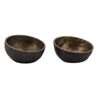 Brutalist Brass Bowls with Gilded Interior, 1960s, Set of 2 For Sale