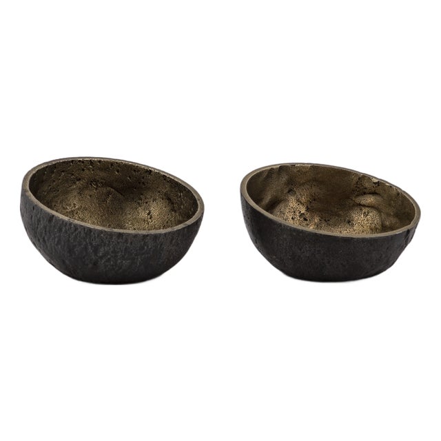 Brutalist Brass Bowls with Gilded Interior, 1960s, Set of 2 For Sale