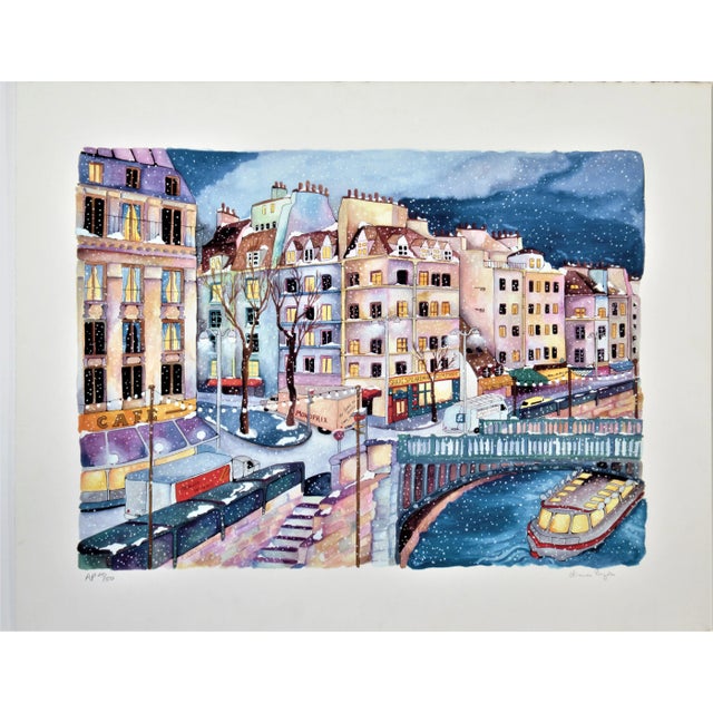Printmaking Materials Linea Pergola, La Seine a Paris, Large original color serigraph, Circa 1990 For Sale - Image 7 of 7