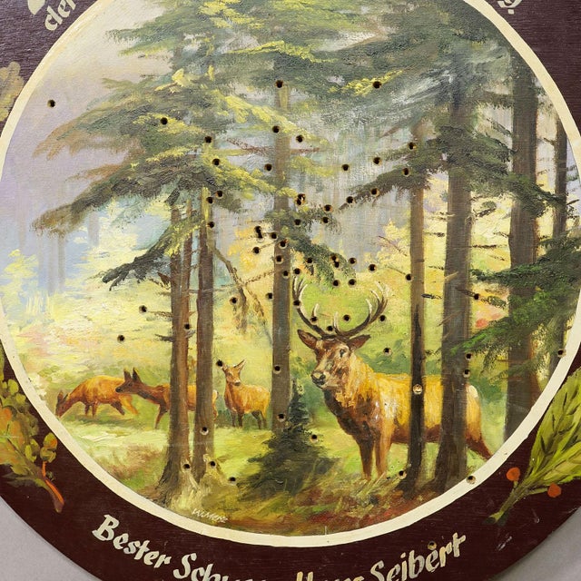 Rustic European Vintage Honor Target With Forest Scene, Germany 1964 For Sale - Image 3 of 7