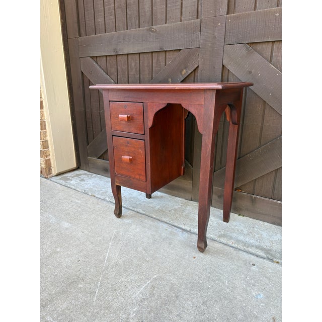 Vintage Child Size Writing Desk 2 Drawer Wood Vanity Table 1940s For Sale - Image 12 of 12