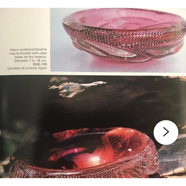 1950s Archimede Seguso Pink Raspberry Murano Attributed Glass Bullicante Bowls - Set of 2 For Sale - Image 12 of 12
