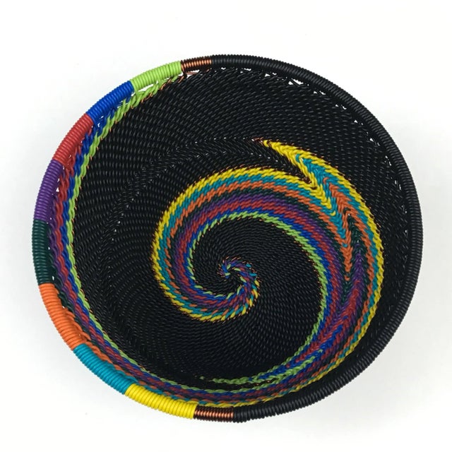 Vintage African Wire Artisan Woven Basket For Sale - Image 4 of 11