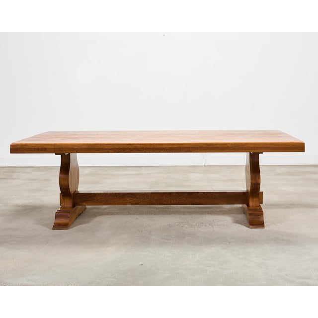 Country French Oak Farmhouse Trestle Dining Table 7.8 Ft For Sale - Image 18 of 18