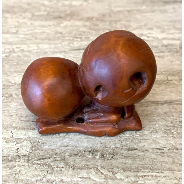 Wood Set of Three Japanese Wood Netsukes For Sale - Image 7 of 12