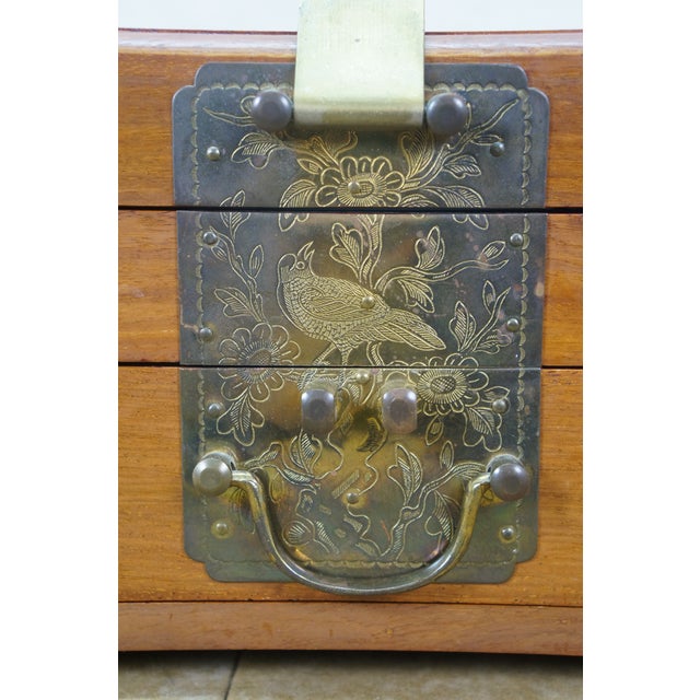 Late 20th Century George Zee Chinese Chinoiserie Rosewood Brass Longevity Jewelry Chest Box 12" For Sale - Image 15 of 17