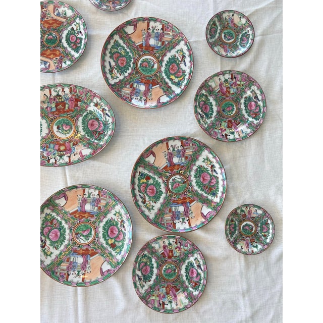 Antique Famille Rose Medallion Plates- 17 Piece Set For Sale - Image 9 of 12