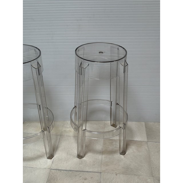 Philippe Starck for Kartell Charles Ghost Counter Stools, Pair For Sale In San Francisco - Image 6 of 12