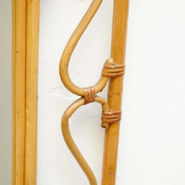 Mid-Century Modern French Rivera Handcrafted Bamboo Rattan Mirror, 1960 For Sale - Image 9 of 12