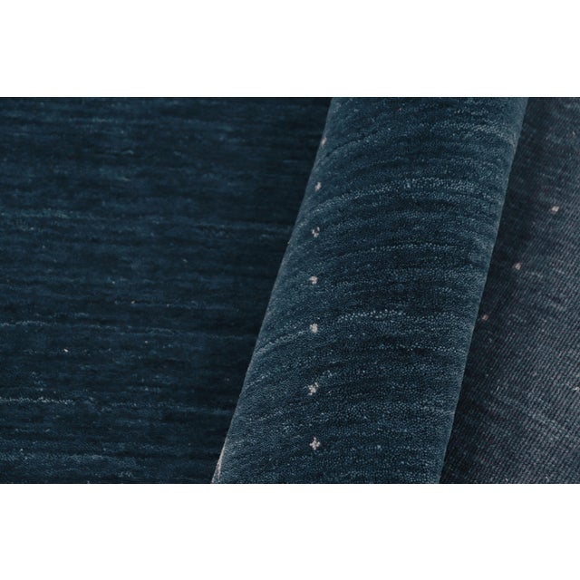 Textile Modern Gabbeh Blue/Ivory Wool Rug - 9'9'' X 13'9'' For Sale - Image 7 of 10