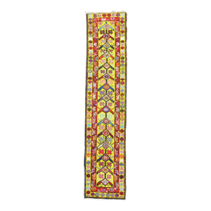Bright Yellow Vintage Turkish Runner, 2'8'' X 12'2''