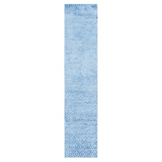 Contemporary Blue Silk Fragment Runner by Doris Leslie Blau For Sale