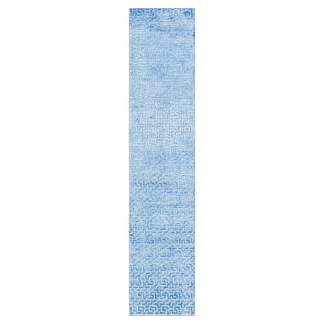 Contemporary Blue Silk Fragment Runner by Doris Leslie Blau For Sale