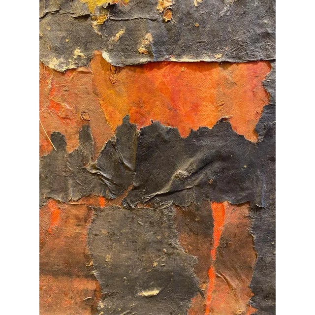 Abstract Expressionism Black and Orange Mixed Media Expressionist Abstract by Shirley Bleviss For Sale - Image 3 of 7