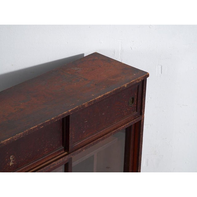 Brown Antique Japanese Wood and Glass Display Cabinet For Sale - Image 8 of 14