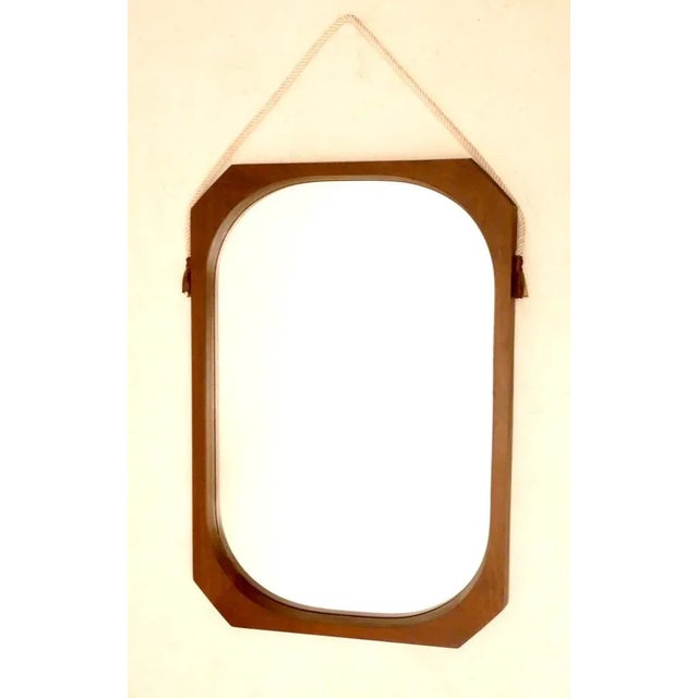 Rectangular Mirror in Teak, Italy, 1950s For Sale - Image 3 of 3