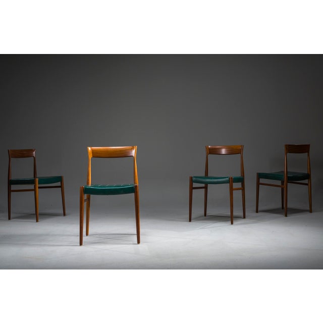 Brown Dining Chairs in Botanical Green Vegan Leather, 1970s, Set of 4 For Sale - Image 8 of 18