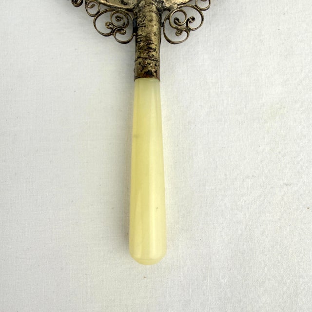 Cream Vintage Chinese Nephrite Magnifying Glass With Original Box For Sale - Image 8 of 12