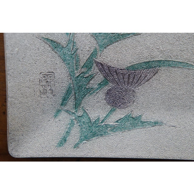 Vintage Japanese Tutanka Floral Enamel Cloisonné Trinket Sushi Dishes- Set of 2 For Sale - Image 4 of 10