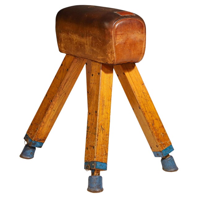 Gymnastic Leather Pommel Horse, Former Czechoslovakia, 1950s For Sale
