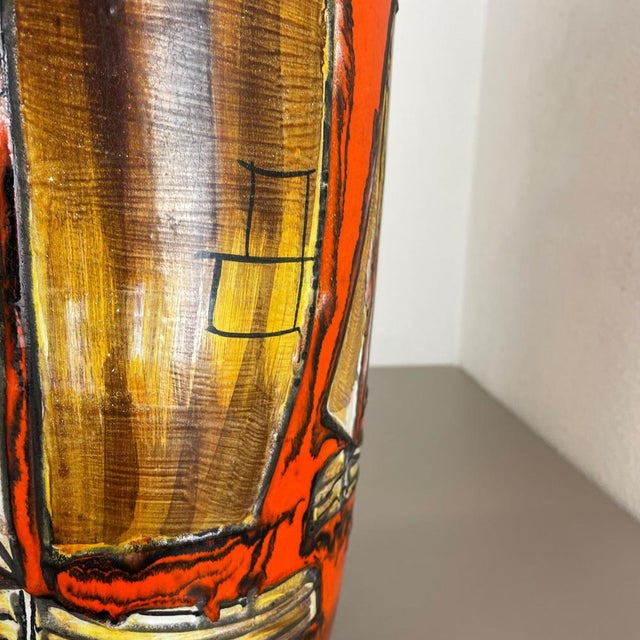 Large Fat Lava Multi-Color Sailing Boats Floor Vase from Scheurich, 1970s For Sale - Image 14 of 18