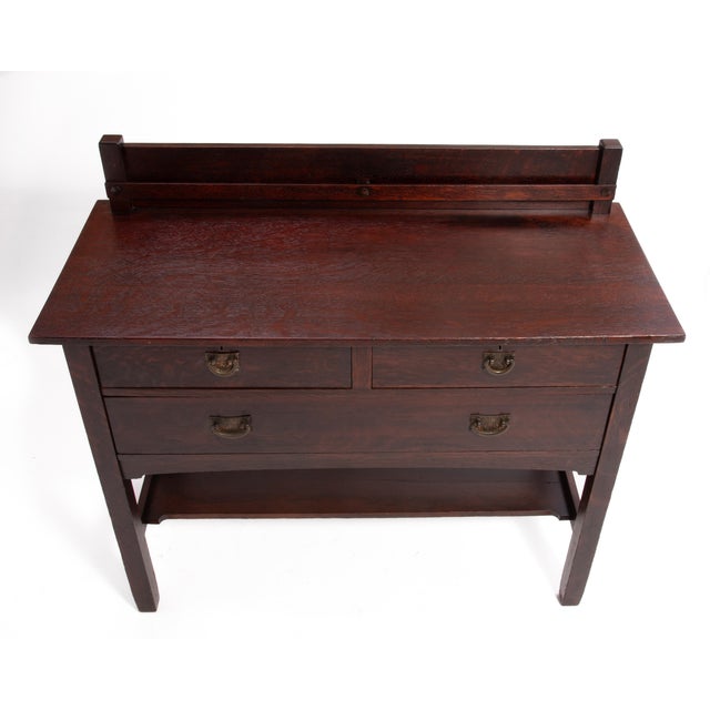 Brown Stickley Brothers Sideboard Server Copper Hardware Mission Oak Art & Crafts Craftsman For Sale - Image 8 of 17