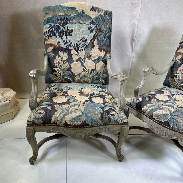 Pair of beautiful Aubusson wool, with accented silk highlights… Heavy, sturdy, big, structurally sound, in perfect...