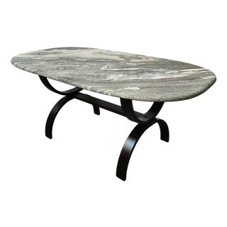 Low Mid-Century Nordic Marble Table, 1980s For Sale
