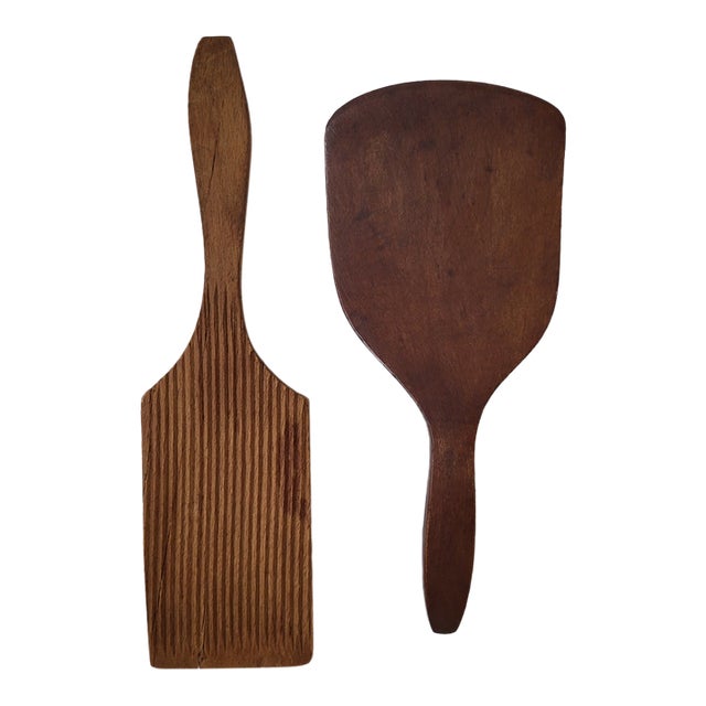 1930s Rustic Farmhouse Primitive Wooden Paddles - Pair For Sale