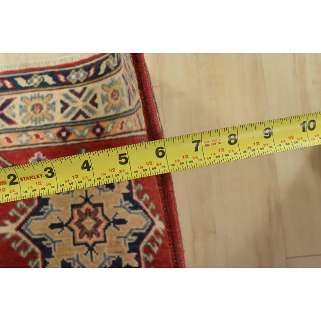 Kazak Runner 2’7” X 6’6” Red Wool Tribal Hand-Knotted Oriental Rug For Sale - Image 10 of 12