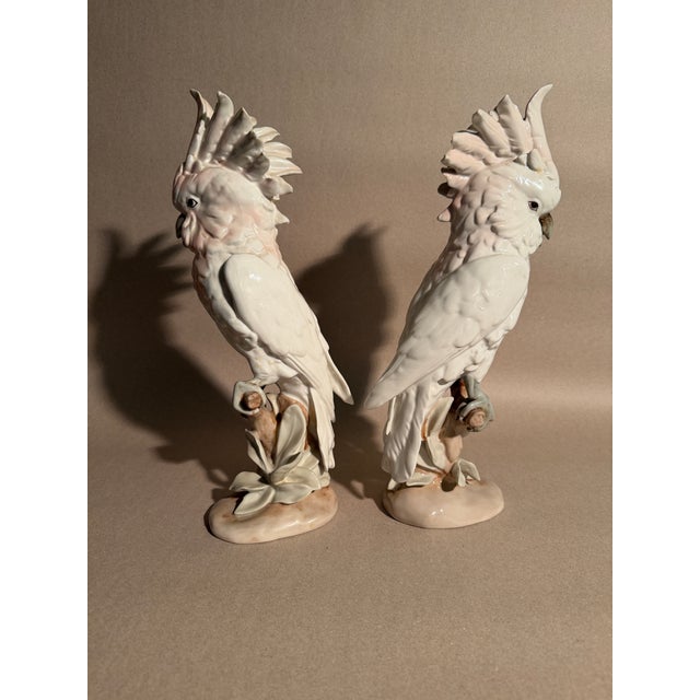 White Very Large Royal Dux Porcelain Pair of Cockatoos For Sale - Image 8 of 11