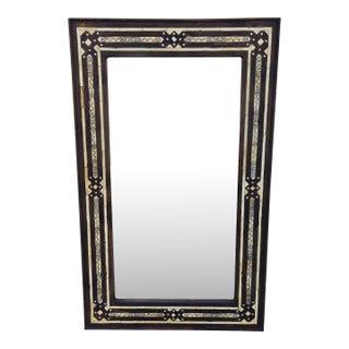 Vintage Rectangular Resin and Cedar Wood Moroccan Mirror For Sale