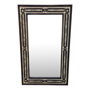 Vintage Rectangular Resin and Cedar Wood Moroccan Mirror