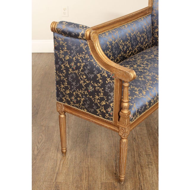 French Louis XVI Style Custom Quality Giltwood Settee For Sale - Image 10 of 12