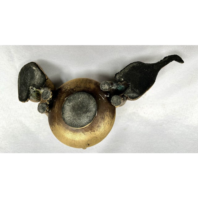 Mid 20th Century Vintage Bronze Cats With Cup Sculpture For Sale - Image 12 of 12