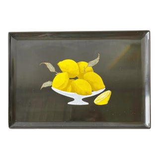 Vintage Couroc Tray - Inlaid Resin Tray With Lemons in a Bowl For Sale