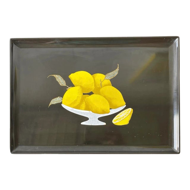 Vintage Couroc Tray - Inlaid Resin Tray With Lemons in a Bowl For Sale