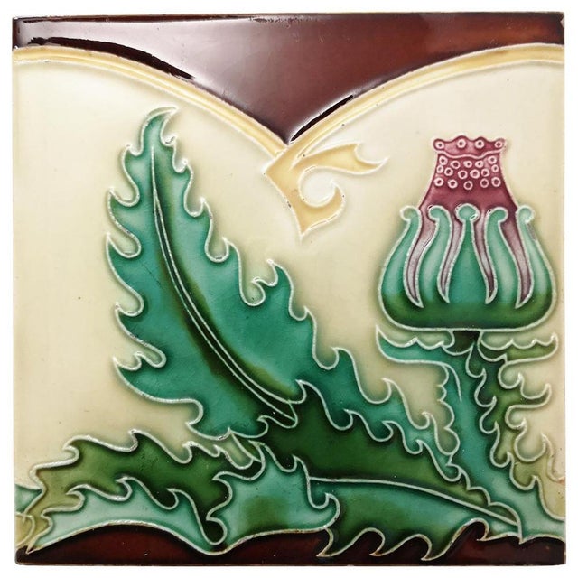 Several pcs. exceptional antique wall tiles, Société des Pavillions, Florennes (S.A. des Pavillions). Beautiful quality....