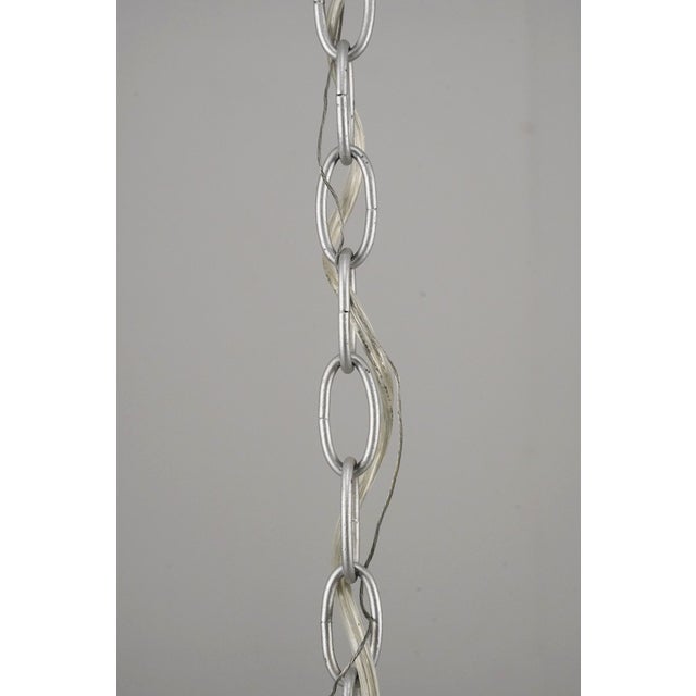 Vintage Bohemian Wood Beads Brushed Steel Chandelier For Sale - Image 15 of 16