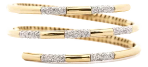 2.75 Carat Diamond 3-Row Curved 14k Gold Bangle Bracelet