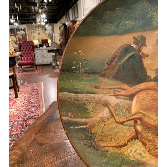 Early 20th Century German Hand-Painted Ceramic Hunting Scene Wall Platter For Sale In Dallas - Image 6 of 12