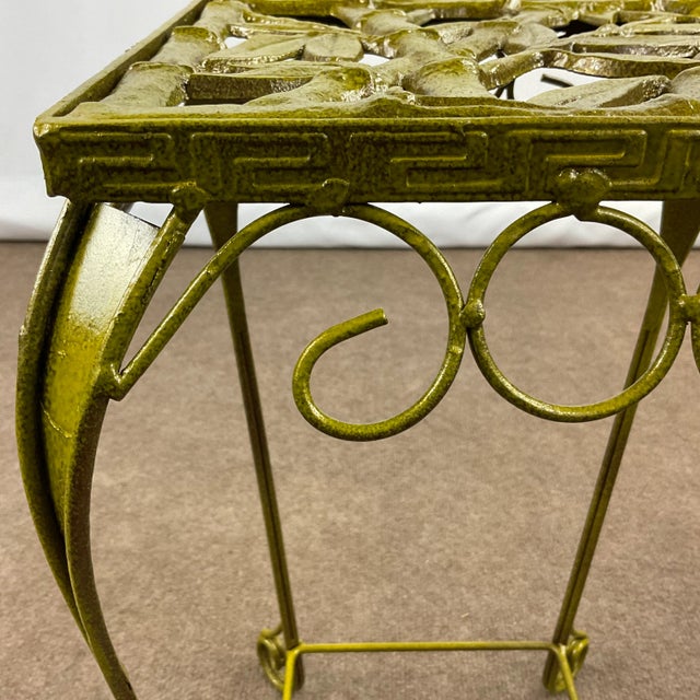 Vintage Chinoiserie Bamboo Motif Metal and Cast Iron Plant Stand For Sale - Image 9 of 13